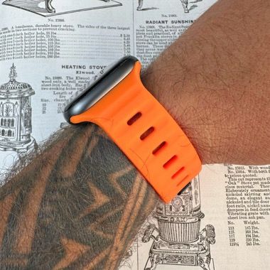 Curea silicon pentru Apple Watch 42 / 44 / 45 / 49 mm, seriile 3-9, SE si Ultra, portocaliu, Bermek 5