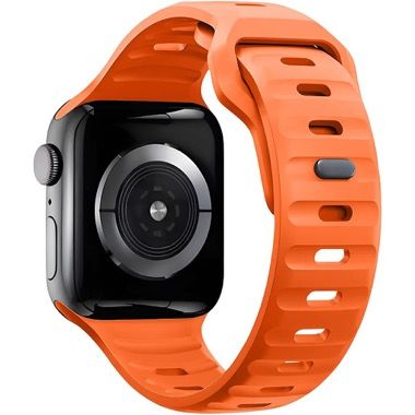 Curea silicon pentru Apple Watch 42 / 44 / 45 / 49 mm, seriile 3-9, SE si Ultra, portocaliu, Bermek 8