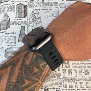 Curea silicon pentru Apple Watch 42 / 44 / 45 / 49 mm, seriile 3-9, SE si Ultra, negru, Bermek 5