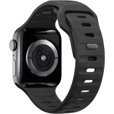 Curea silicon pentru Apple Watch 42 / 44 / 45 / 49 mm, seriile 3-9, SE si Ultra, negru, Bermek 8