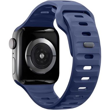 Curea silicon pentru Apple Watch 42 / 44 / 45 / 49 mm, seriile 3-9, SE si Ultra, albastru, Bermek 8