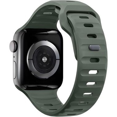 Curea silicon pentru Apple Watch 42 / 44 / 45 / 49 mm, seriile 3-9, SE si Ultra, verde, Bermek 8