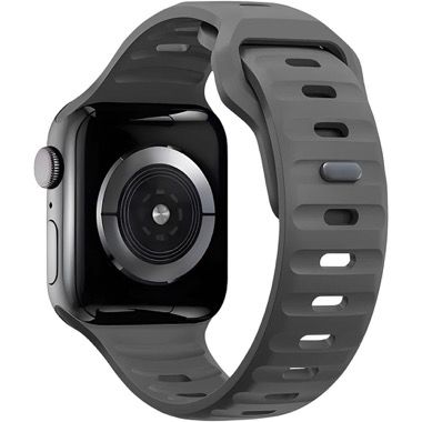 Curea silicon pentru Apple Watch 42 / 44 / 45 / 49 mm, seriile 3-9, SE si Ultra, gri inchis, Bermek 8