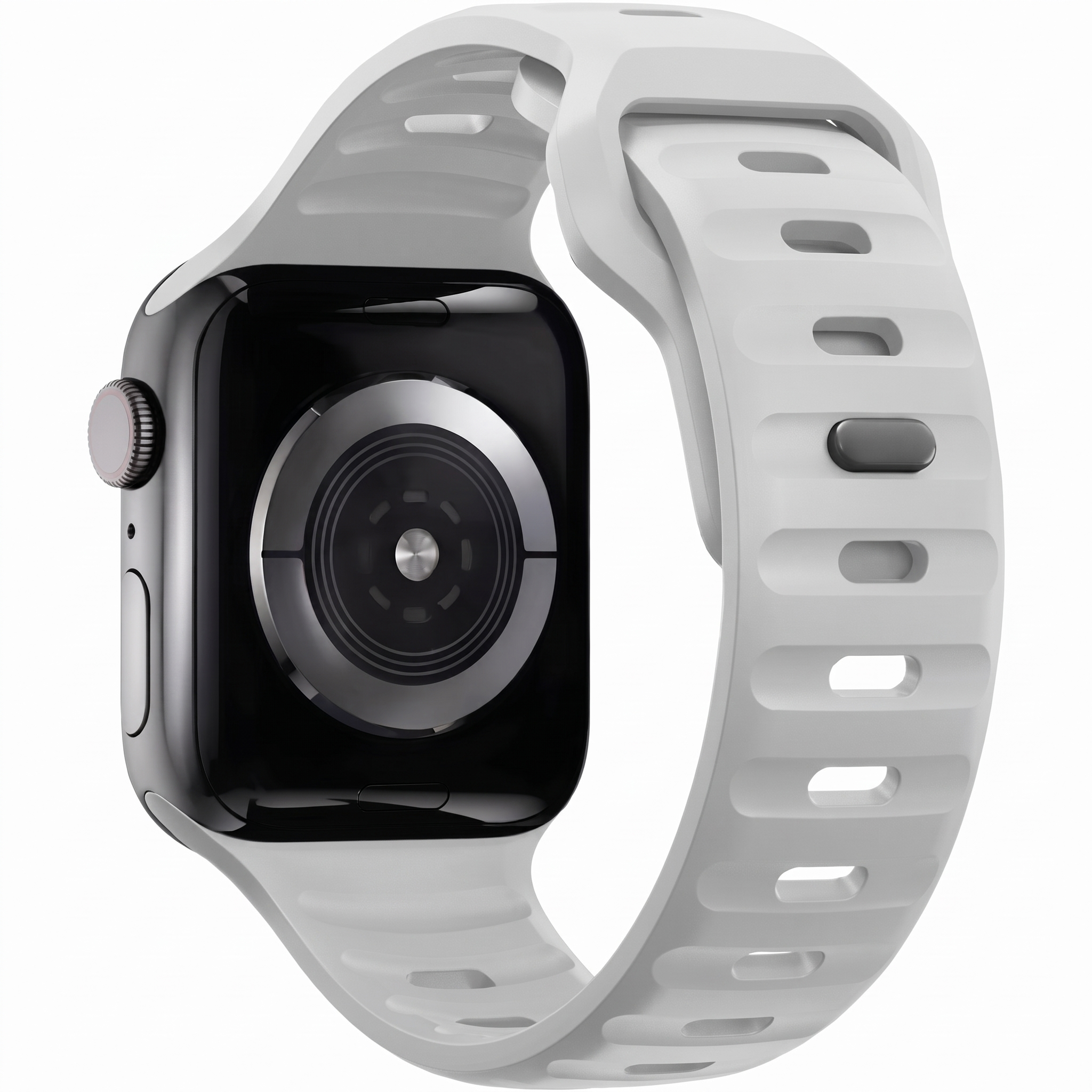 Curea silicon pentru Apple Watch 42 / 44 / 45 / 49 mm, seriile 3-9, SE si Ultra, gri deschis, Bermek 9
