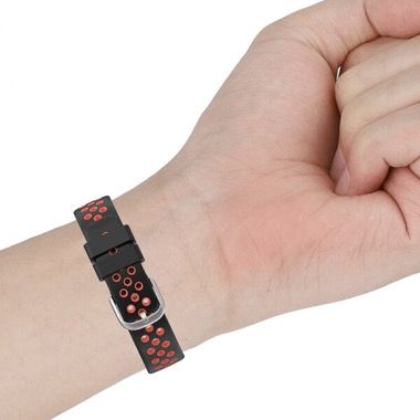 Curea sport din silicon dual color pentru Fitbit Luxe, negru cu rosu 2