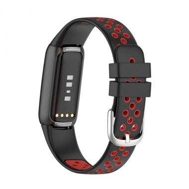 Curea sport din silicon dual color pentru Fitbit Luxe, negru cu rosu 3