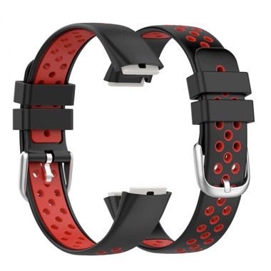 Curea sport din silicon dual color pentru Fitbit Luxe, negru cu rosu 4