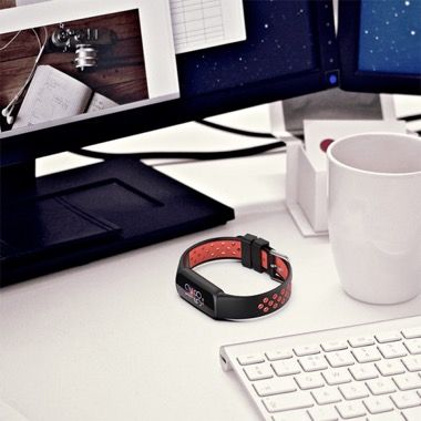 Curea sport din silicon dual color pentru Fitbit Luxe, negru cu rosu 5