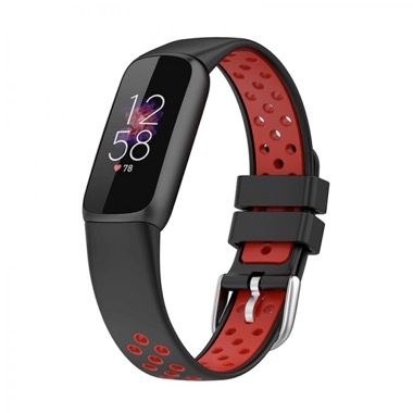 Curea sport din silicon dual color pentru Fitbit Luxe, negru cu rosu 6