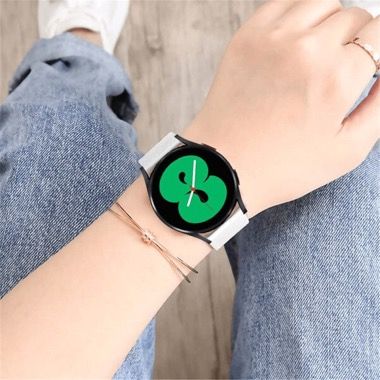 Curea universala 20 mm din piele pentru Galaxy Watch 6, 5 si 4, alb 2