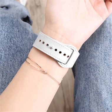 Curea universala 20 mm din piele pentru Galaxy Watch 6, 5 si 4, alb 3