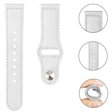 Curea universala 20 mm din piele pentru Galaxy Watch 6, 5 si 4, alb 4