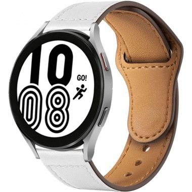 Curea universala 20 mm din piele pentru Galaxy Watch 6, 5 si 4, alb 5