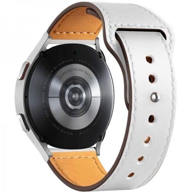 Curea universala 20 mm din piele pentru Galaxy Watch 6, 5 si 4, alb 6
