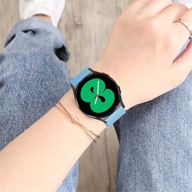 Curea universala 20 mm din piele pentru Galaxy Watch 6, 5 si 4, albastru deschis 2