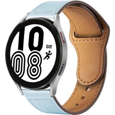 Curea universala 20 mm din piele pentru Galaxy Watch 6, 5 si 4, albastru deschis 5