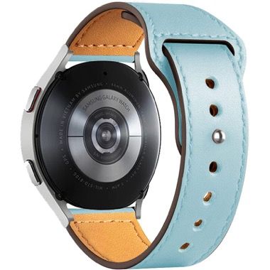Curea universala 20 mm din piele pentru Galaxy Watch 6, 5 si 4, albastru deschis 6