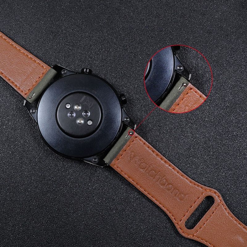 Curea universala 22 mm din piele pentru Galaxy Watch 3, Huawei Watch GT si Xiaomi Mi Watch, albastru 4