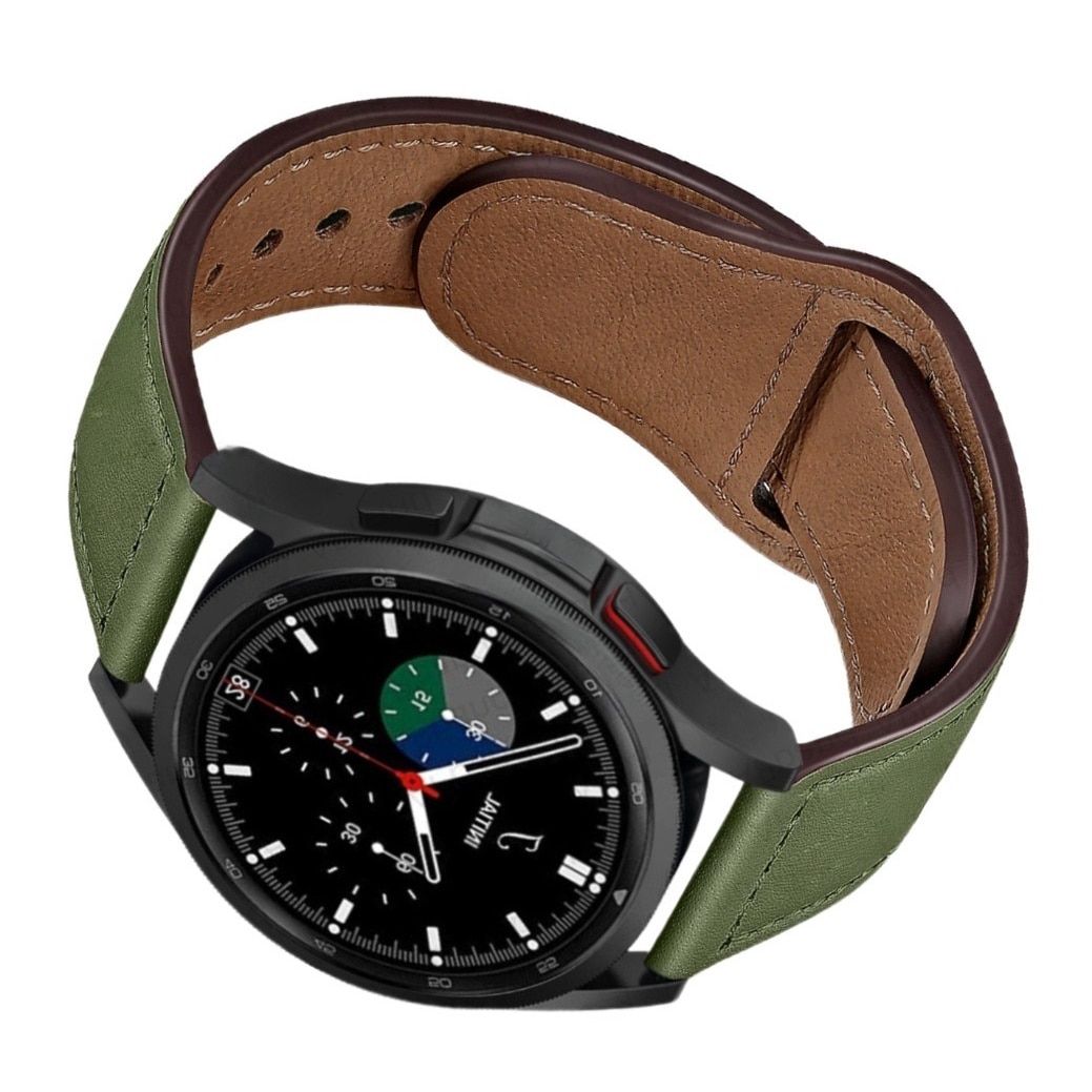 Curea universala 22 mm din piele pentru Galaxy Watch 3, Huawei Watch GT si Xiaomi Mi Watch, alb cu rosu 2