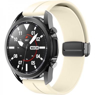Curea universala 22 mm din silicon pentru Galaxy Watch 3 si Huawei Watch GT, bej 3
