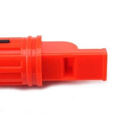 Fluier de supravietuire multifunctional cu busola, amnar si oglinda, portocaliu 8