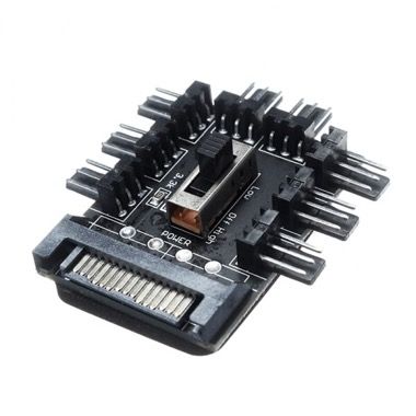 Hub splitter SATA la 8 ventilatoare 3 sau 4 pini, cu 3 viteze si LED, negru 3