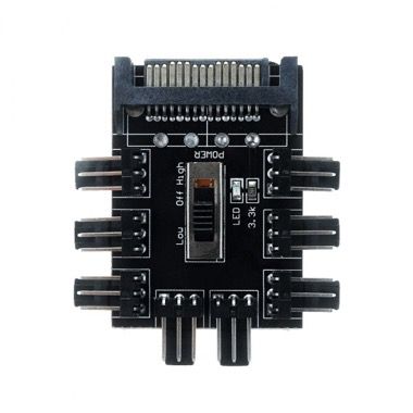 Hub splitter SATA la 8 ventilatoare 3 sau 4 pini, cu 3 viteze si LED, negru 5