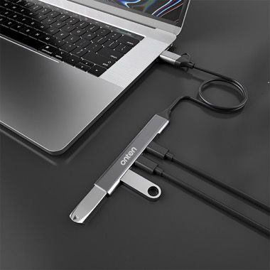 Hub USB Onten 4 in 2, adaptor USB A si USB-C la 1x USB 3.0 si 3x USB-C, carcasa aluminiu 2