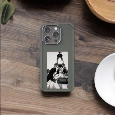 Husa Bermek iPhone 14 Pro cu ecran E-Ink NFC, silicon si folie sticla, negru 8