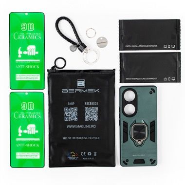 Husa Honor 70 5G antisoc Bermek cu 2 folii de protectie, verde 6