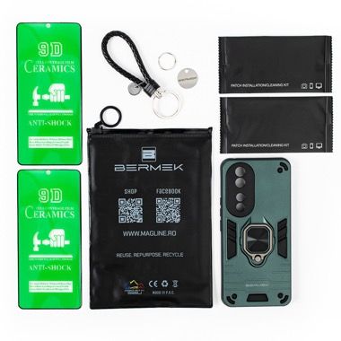 Husa Honor 90 5G antisoc Bermek cu 2 folii de protectie, verde 6