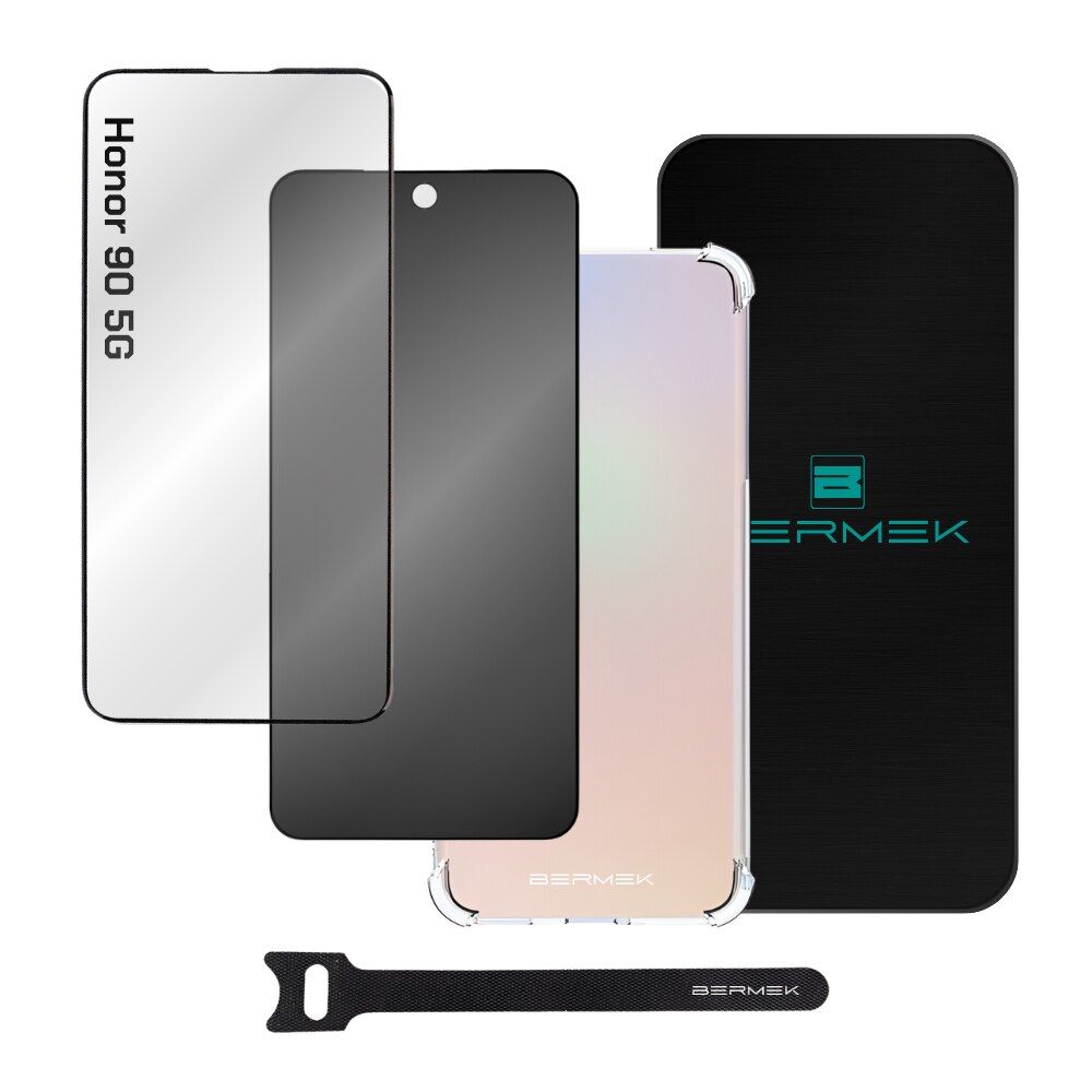 Husa Honor 90 5G antisoc cu folie sticla si folie privacy, Bermek