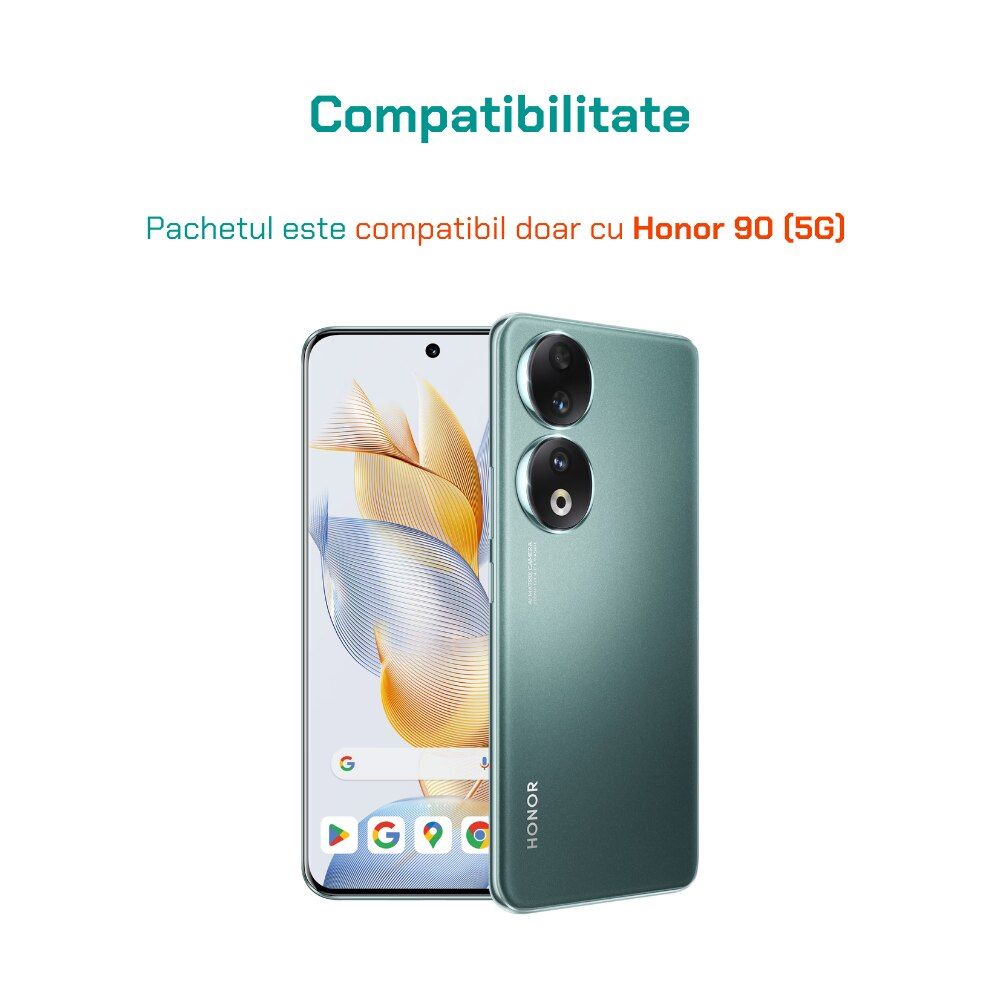 Husa Honor 90 5G antisoc cu folie sticla si folie privacy, Bermek 5