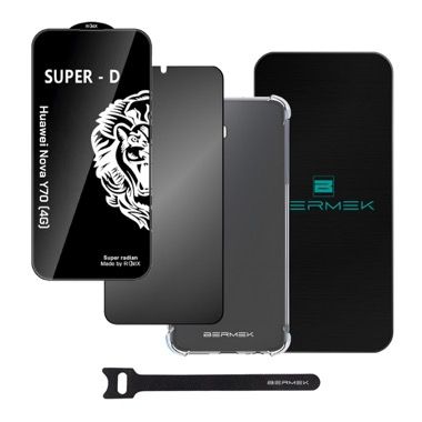 Husa Huawei Nova Y70 antisoc cu folie sticla si folie privacy, Bermek