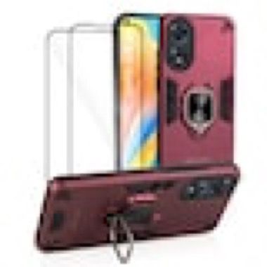 Husa Oppo A78 4G antisoc Bermek cu 2 folii de protectie, visiniu 3