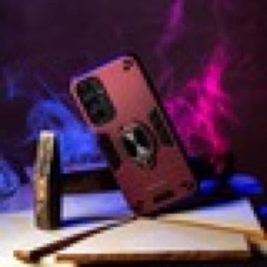 Husa Oppo A78 4G antisoc Bermek cu 2 folii de protectie, visiniu 4