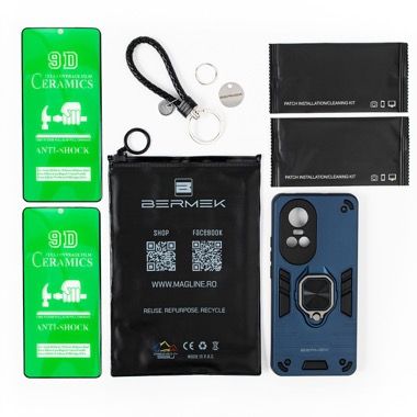 Husa Oppo Reno 10 5G antisoc Bermek cu 2 folii de protectie, albastru 6