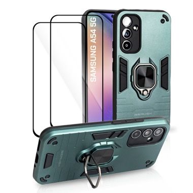 Husa Samsung Galaxy A54 5G antisoc Bermek cu 2 folii de protectie, verde 7