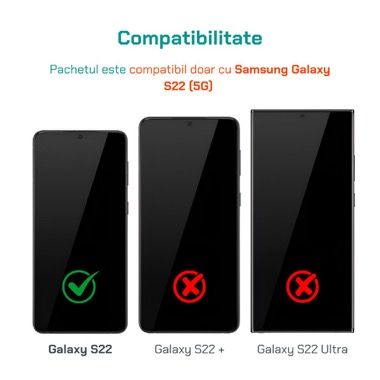 Husa Samsung Galaxy S22 antisoc Bermek cu folie sticla si folie privacy, TPU transparent 5