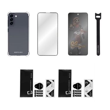 Husa Samsung Galaxy S22 antisoc Bermek cu folie sticla si folie privacy, TPU transparent 6
