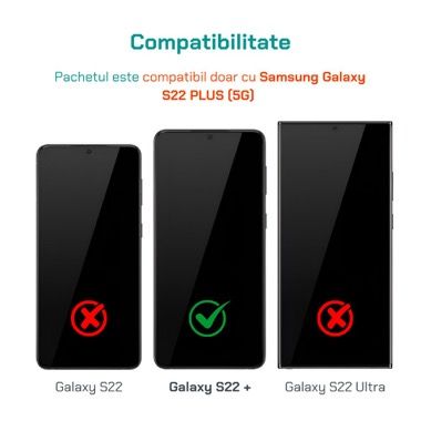 Husa Samsung Galaxy S22 Plus antisoc Bermek cu folie sticla si folie privacy, TPU transparent 5