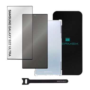 Husa Samsung Galaxy S22 Ultra antisoc Bermek cu folie sticla si folie privacy, TPU transparent 1