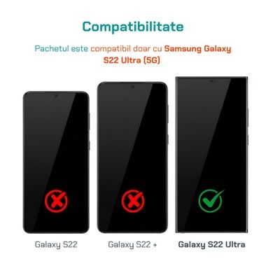 Husa Samsung Galaxy S22 Ultra antisoc Bermek cu folie sticla si folie privacy, TPU transparent 5