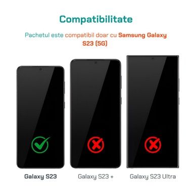Husa Samsung Galaxy S23 antisoc Bermek cu folie sticla si folie privacy, TPU transparent 5