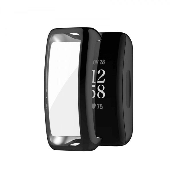 Husa tip rama cu ecran din silicon electroplacat pentru Fitbit Luxe, negru 2