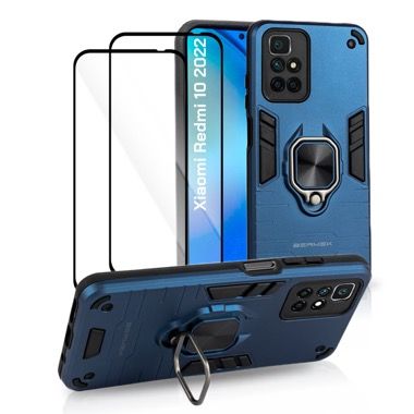 Husa Xiaomi Redmi 10 (2022) antisoc albastra cu 2 folii de protectie, Bermek 7