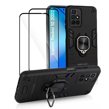 Husa Xiaomi Redmi 10 (2022) antisoc neagra cu 2 folii de protectie, Bermek 7