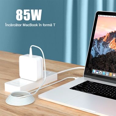 Incarcator MacBook 85W cu conector magnetic MagSafe 2 in forma T, 1.8 m, alb 2