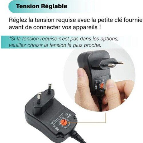 Incarcator universal AC/DC 12W cu 6 conectori, tensiune reglabila 3-12V, 1.2A, negru 5