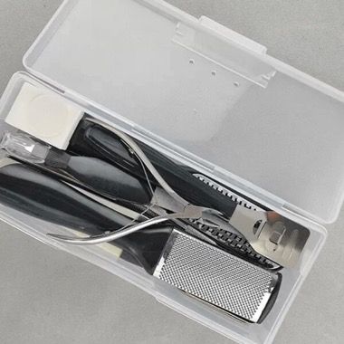 Kit 15 piese pentru pedichiura din inox, cu pile si unghiera, negru 6
